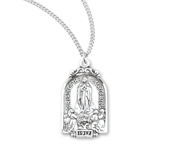Sterling Silver Our Lady Of Fatima Arch Medal